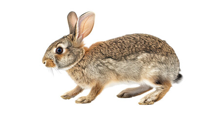 Fototapeta premium a rabbit full body shot, looking forward, standing on grass, transparent, cut out