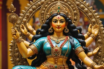 Fototapeta premium Beautiful statue of Goddess Durga in navratri festival