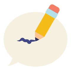 writing chat message with pencil flat illustration