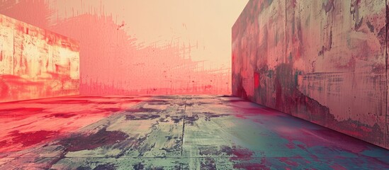 Vintage advertising board showcasing an abstract infrared-themed image with ample copy space.