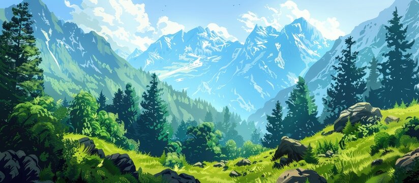 Mountain landscape with a blank area for inserting images. image with copy space