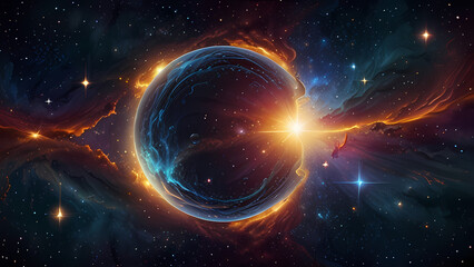 Obraz premium Illustrate an abstract background featuring echoing waves in a cosmic setting