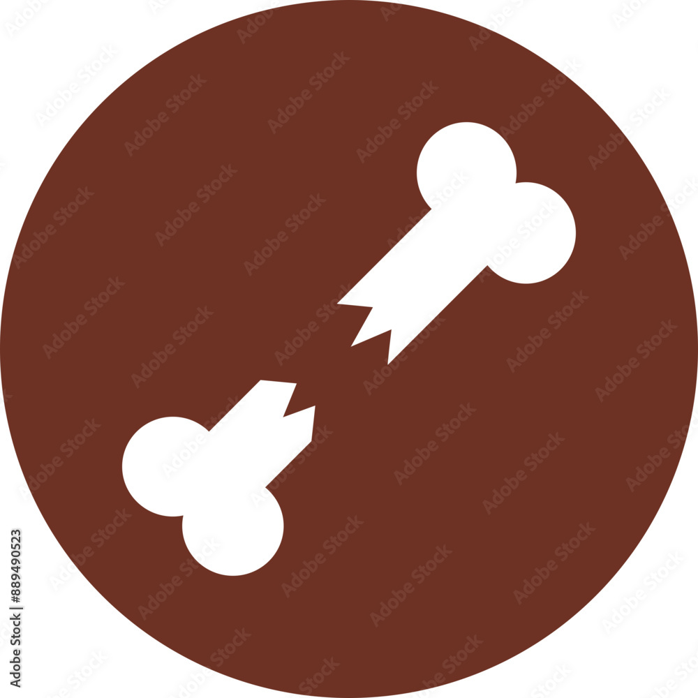 Poster broken bone glyph brown circle icon