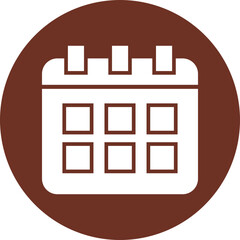 Calendar Glyph Brown Circle Icon