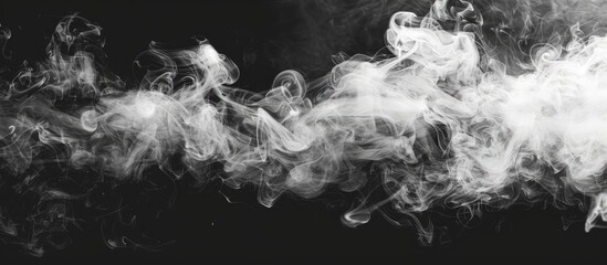 White smoke against a dark backdrop creates a striking contrast with copy space image.