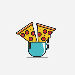 Coffee + Pizza vector for company logo or illustration