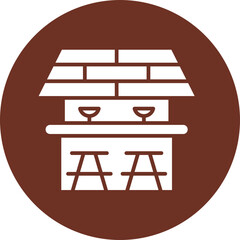 Beach Bar Glyph Brown Circle Icon