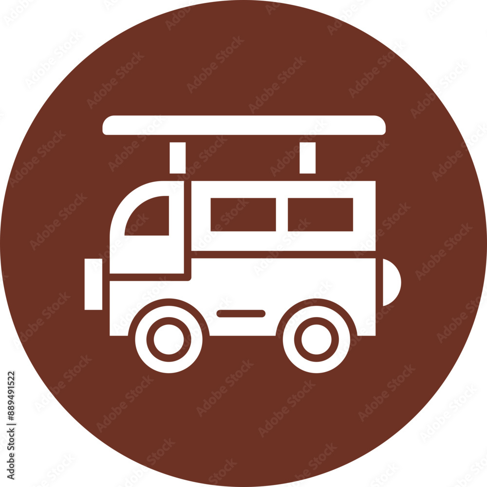 Wall mural surf van glyph brown circle icon