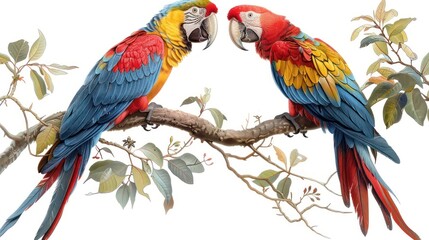 Obraz premium macaw parrot white background