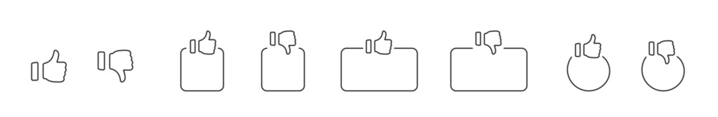 Fototapeta premium Linear thumb up and down. Likes and dislikes sign. Concept of social media users. Vector on isolated white background. EPS 10