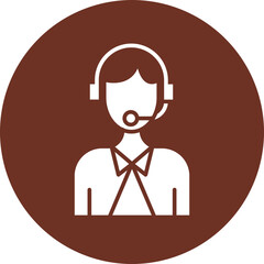 Customer Service Glyph Brown Circle Icon
