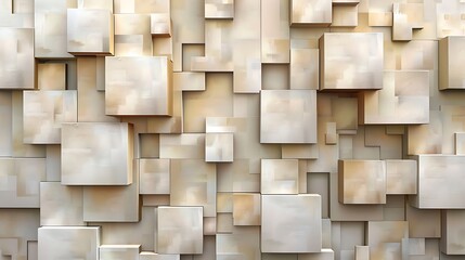Modern abstract block-like wall design with interlocking blocks in neutral tones, creating a sophisticated and elegant background