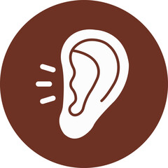 Ear Glyph Brown Circle Icon