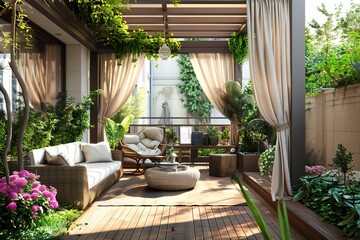 Obraz premium Terrace design with opened air and mini garden