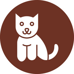 Cat Glyph Brown Circle Icon
