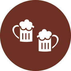 Beer Glyph Brown Circle Icon