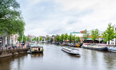 long exposure in Amstel, Amsterdam, Netherlands with canal