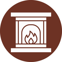 Fireplace Glyph Brown Circle Icon