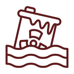 Ocean Oil Spill Vector Line Maroon Icon Design