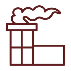 Chimney Pollution Vector Line Maroon Icon Design