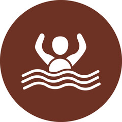 Swimming Glyph Brown Circle Icon