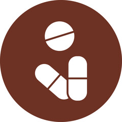 Pills Glyph Brown Circle Icon