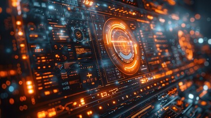 Futuristic Augmented Reality Interface in 3D with Interactive Holographic Elements and Text Space