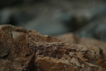 close up of a red rock depth of field shallow background