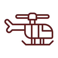 Helicopter Vector Line Maroon Icon Design