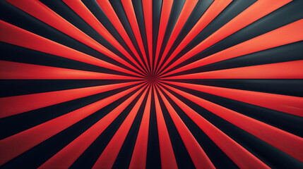 Fototapeta premium A vibrant and dynamic pattern of alternating red and black stripes. These stripes converge towards the center, creating a sense of depth and perspective. The design appears to be a modern abstract art