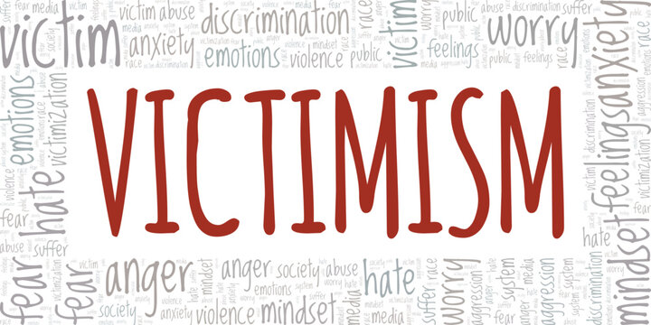 Victimism word cloud conceptual design isolated on white background.