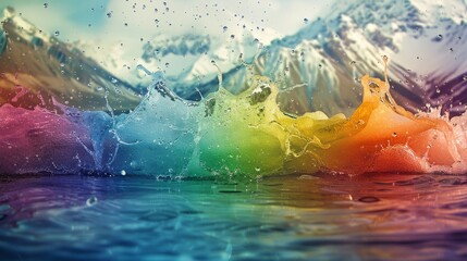 Naklejka premium water splash with snowy mountains in background generative ai
