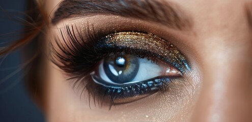 Obraz premium Close Up of a Womans Eye With Glitter and Eyeliner