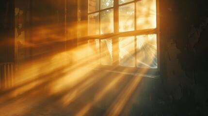 A forest with sunlight shining through the leaves, creating a beautiful and serene atmosphere