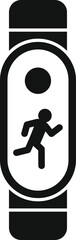Black glyph icon for a smartwatch displaying a running man icon