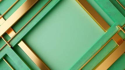 Luxurious Pastel Green Background with Gold Geometric Design