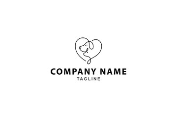 pet love logo with continuous line design style