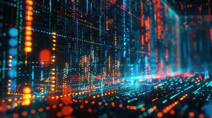 Obraz premium Digital index chart data. Finance business economy market visualization. Generative AI technology.