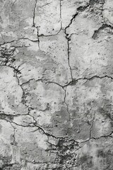 Obraz premium A wall with a lot of cracks and holes. The wall is gray and has a rough texture