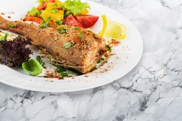 Tasty fresh food grilled fish