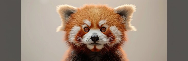 Obraz premium Red Panda Sitting On White Background