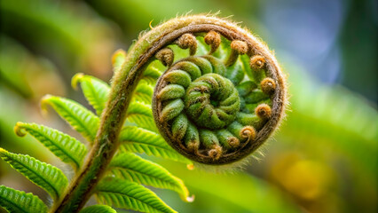 Macro of young fern spiral