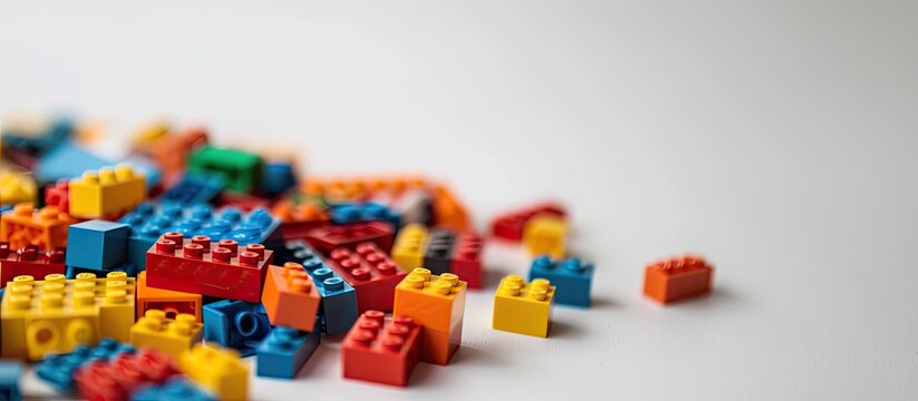 White background featuring a flash mob concept recreated with toy blocks, providing ample copy space for additional content in the image.