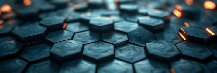 Obraz premium Abstract hexagon geometry background, 3D-rendered, with simple primitives six angles, illuminated