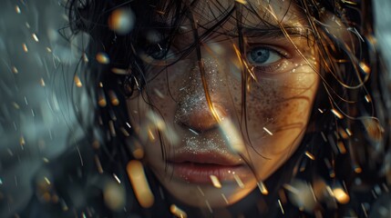 effects of bullying, with storm of hurtful words. generative AI