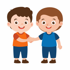 happy cute little kid boy hand shake with friend