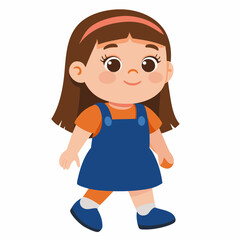 cute girl walking vector illustration