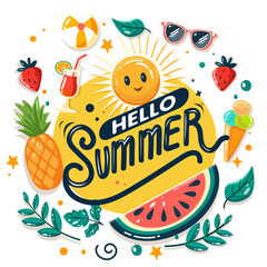 Summer element with text design . Beach elements collection
 