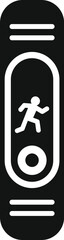 Black icon of a fitness tracker showing a running person icon on the screen