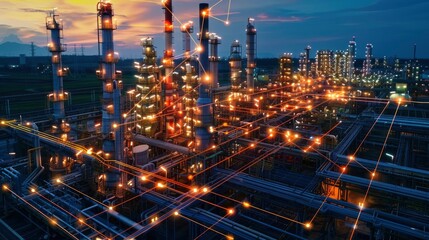 Fototapeta premium A smart factory utilizing the Internet of Things (IoT) to monitor and optimize energy use, contributing to sustainable production.